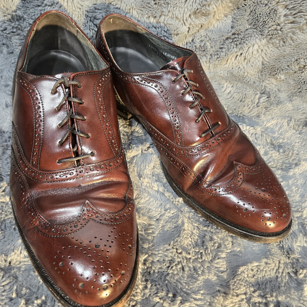 STAFFORD Comfort Plus Brown Men's Oxford Wing TIP brogue Leather